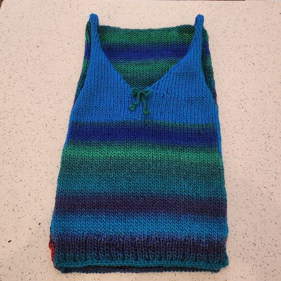 Seapunk Handmade Sweater Vest Tank Top Ocean Blues Greens Medium - Picture 3 of 8